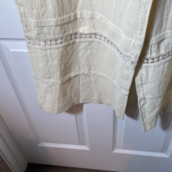 Faeriesty Linen Blend Wide Leg Pants  crochet Detail Size Medium Side Zip pocket - Picture 12 of 14